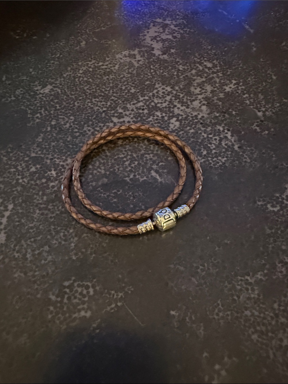Pandora Leather Braided Double Wrap Bracelet with Silver-Tone Clasp - Brown